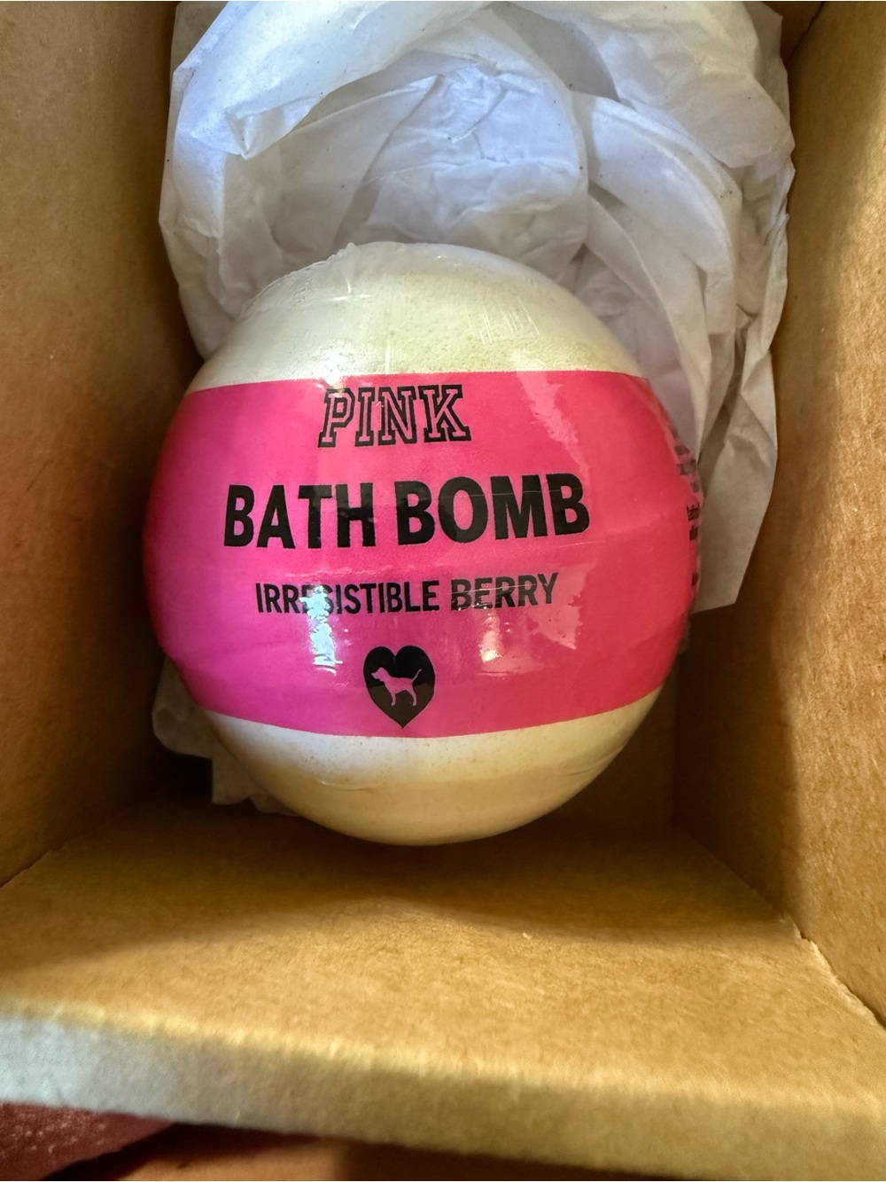 PINK Victoria's Secret Bath Bomb - White with gold specs Irresistible Berry RARE